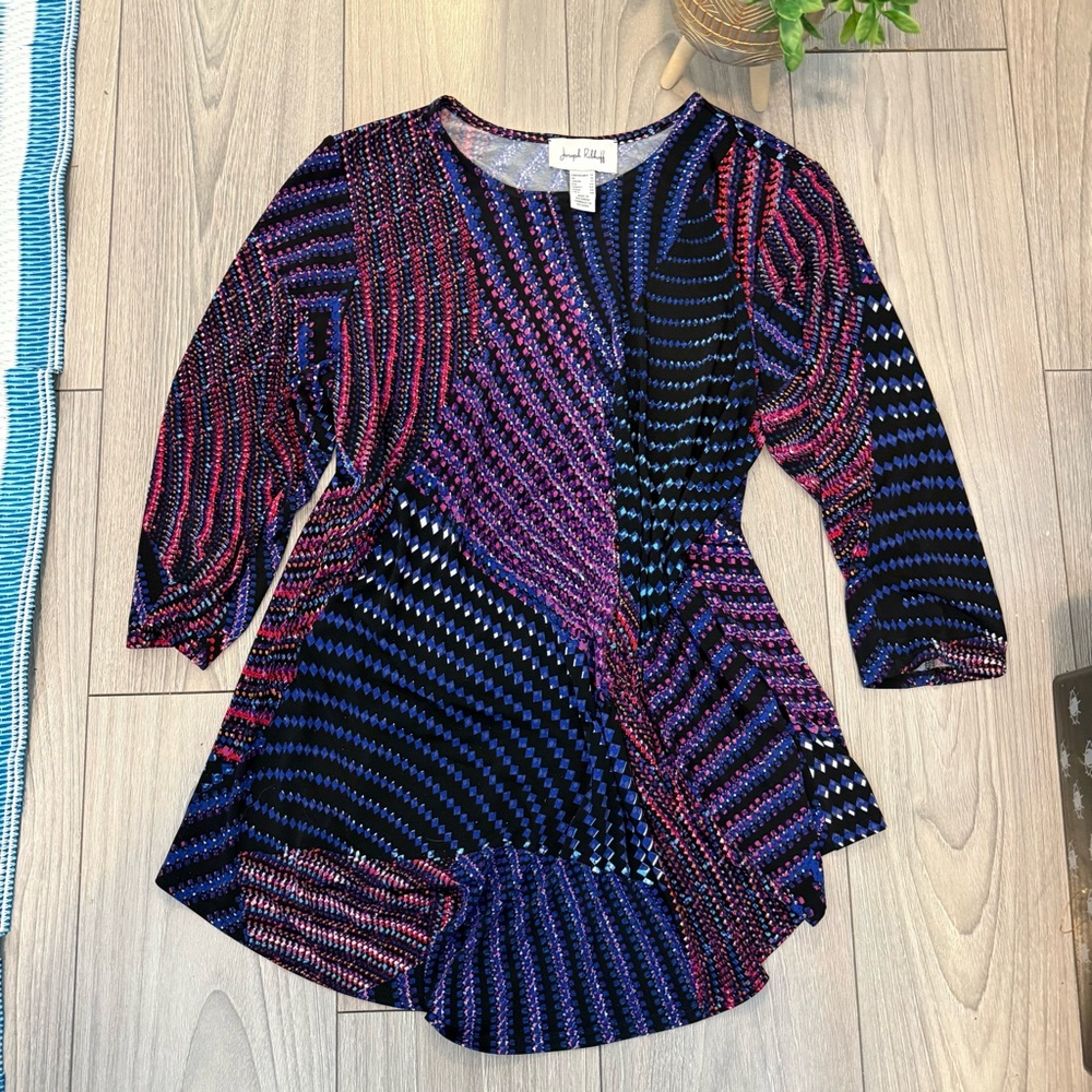 Joseph Ribkoff Multicolor Geometric Top - Picture 3 of 6
